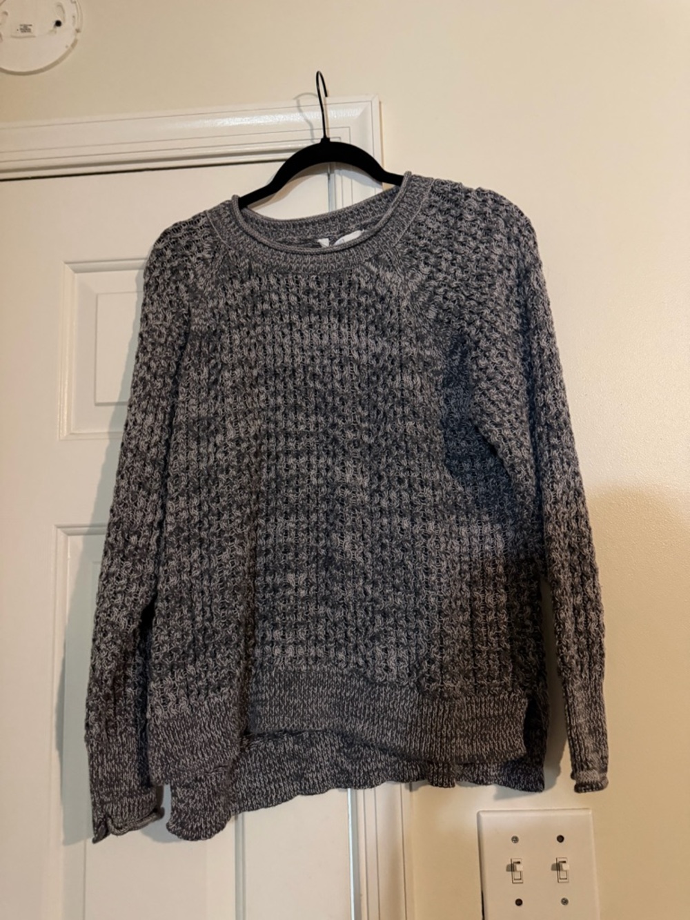 Time and Tru Gray Open Weave Knit Sweater